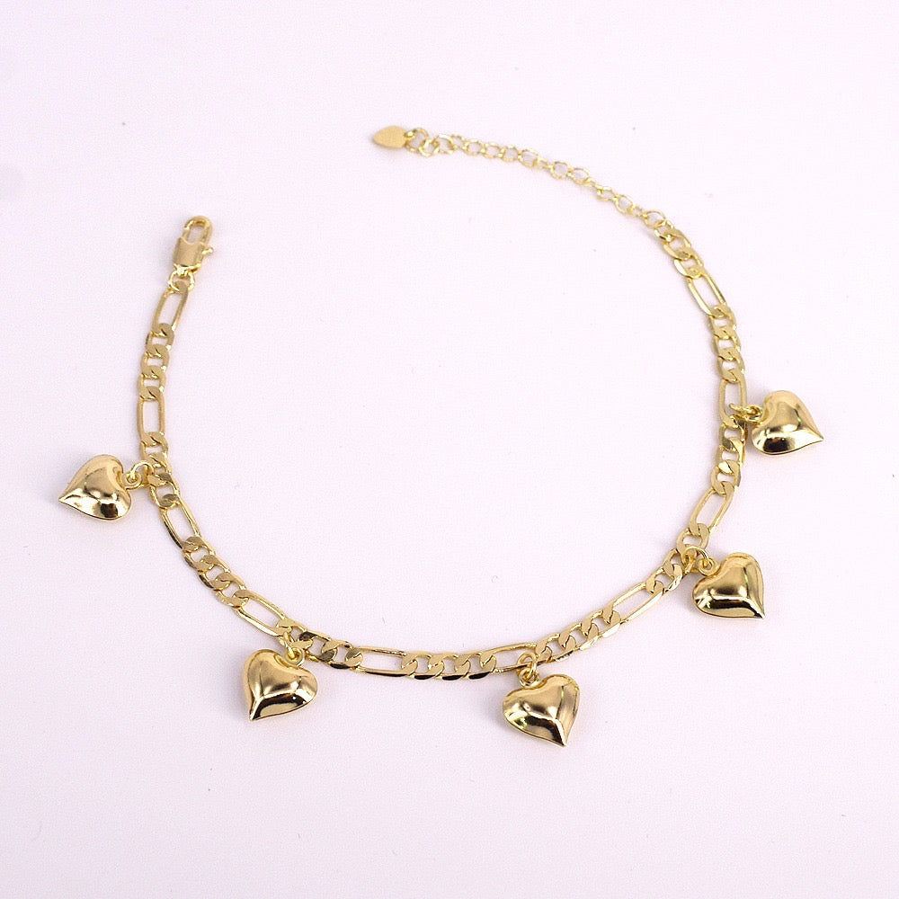Tobillera con dije de corazón dorado