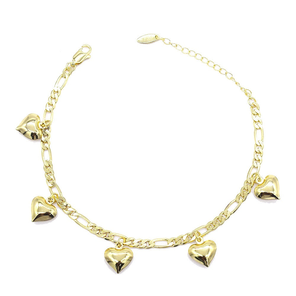Tobillera con dije de corazón dorado