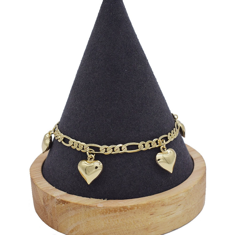 Tobillera con dije de corazón dorado