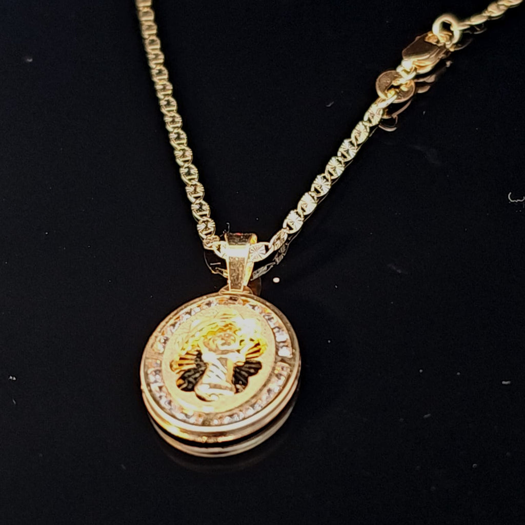 14K Baby Jesus Pendant with 10K Two-Tone Valentino Chain
