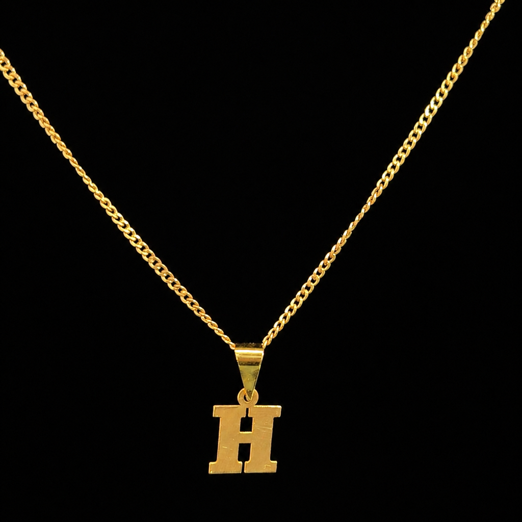 10K Gold Initial Pendant Necklace 18” Chain