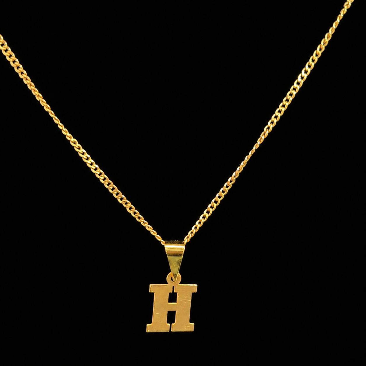 10K Gold Initial Pendant Necklace 18” Chain