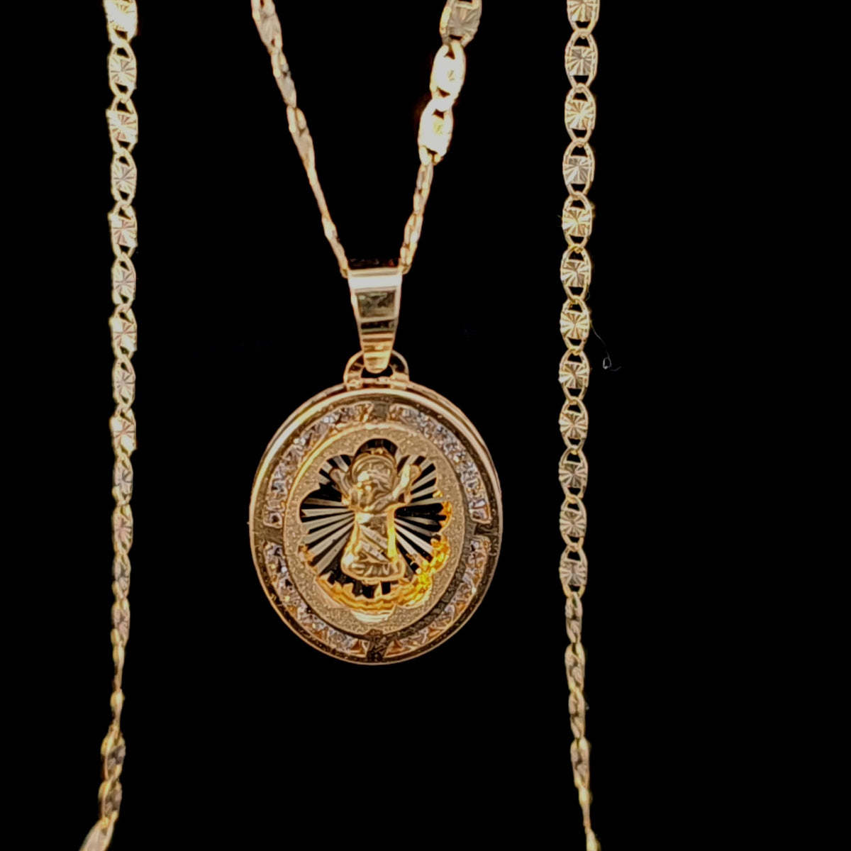 14K Baby Jesus Pendant with 10K Two-Tone Valentino Chain