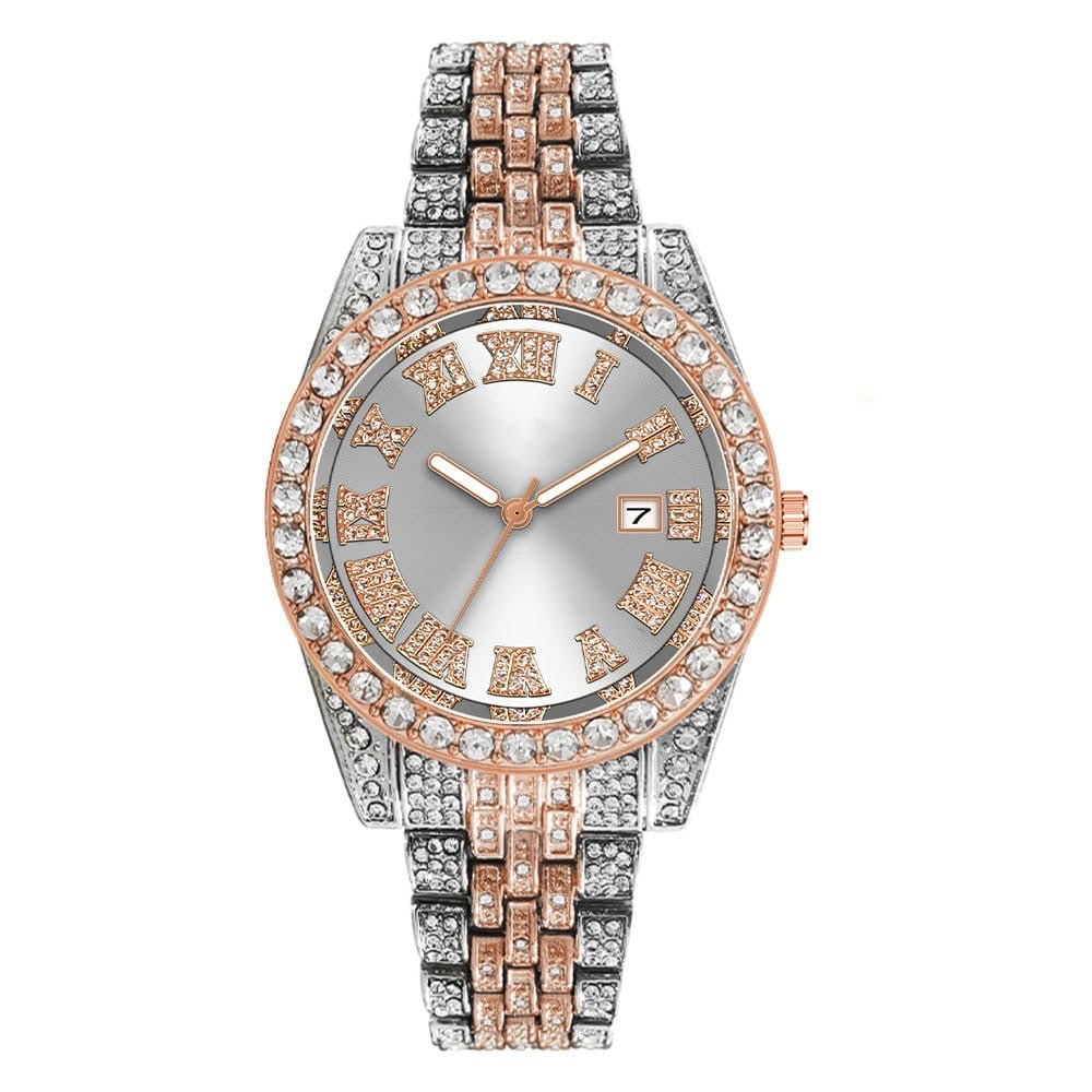 Resplandor Rosa: Reloj adornado con diamantes