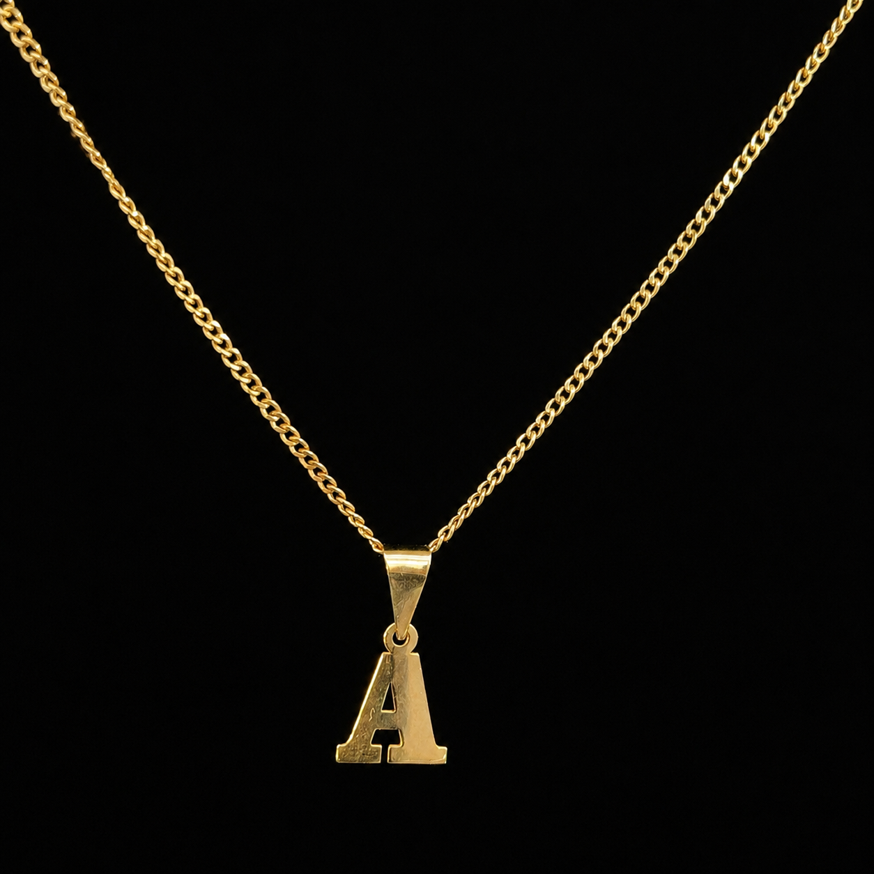 10K Gold Initial Pendant Necklace 18” Chain