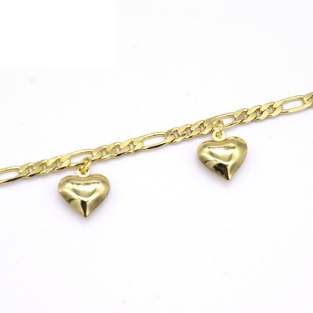 Tobillera con dije de corazón dorado