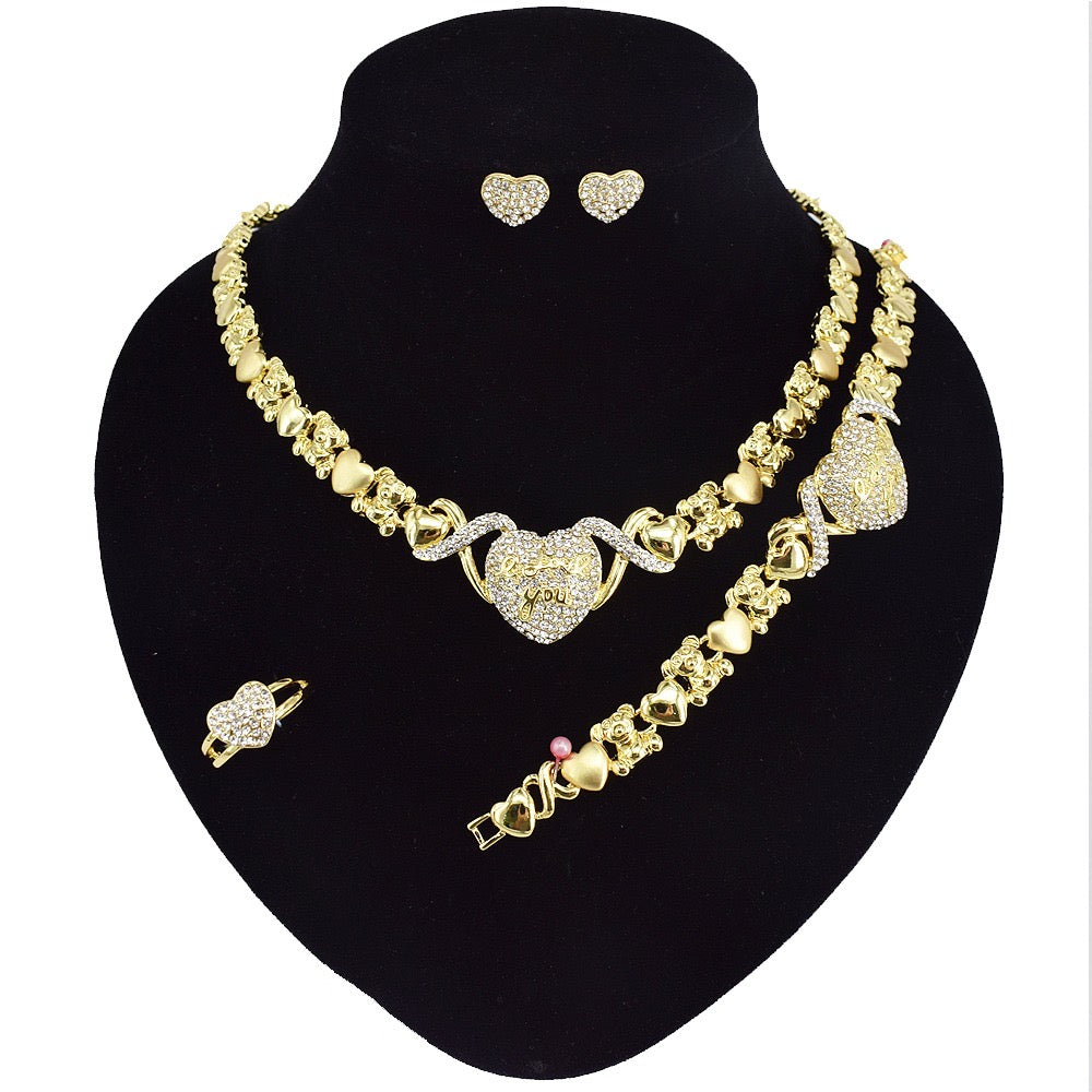 Gold heart love Jewelry set