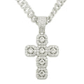 Iced Out Cross Pendant Necklace with Cuban Link Chain