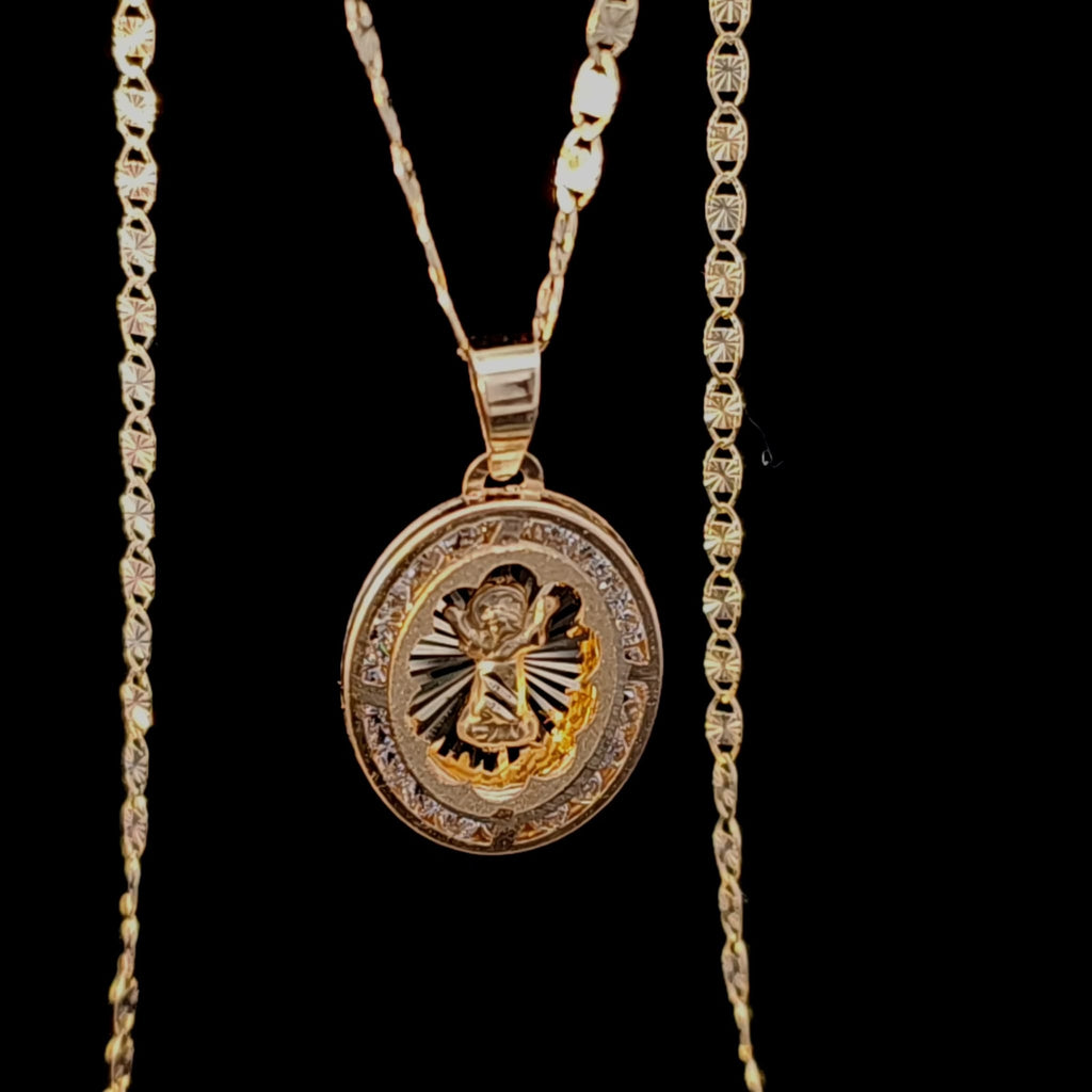 14K Baby Jesus Pendant with 10K Two-Tone Valentino Chain
