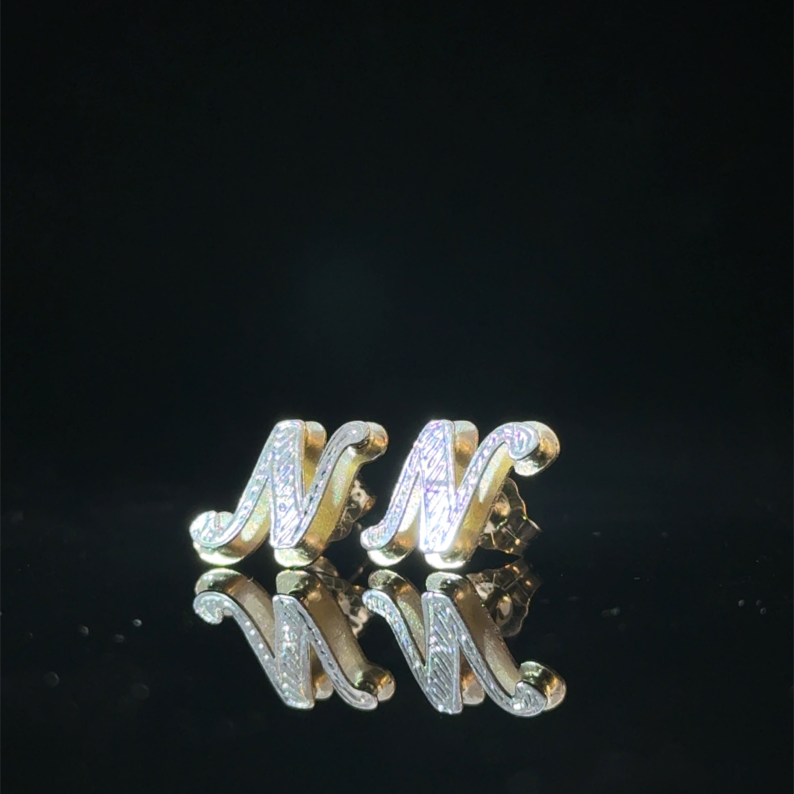 Double Initial plate earrings