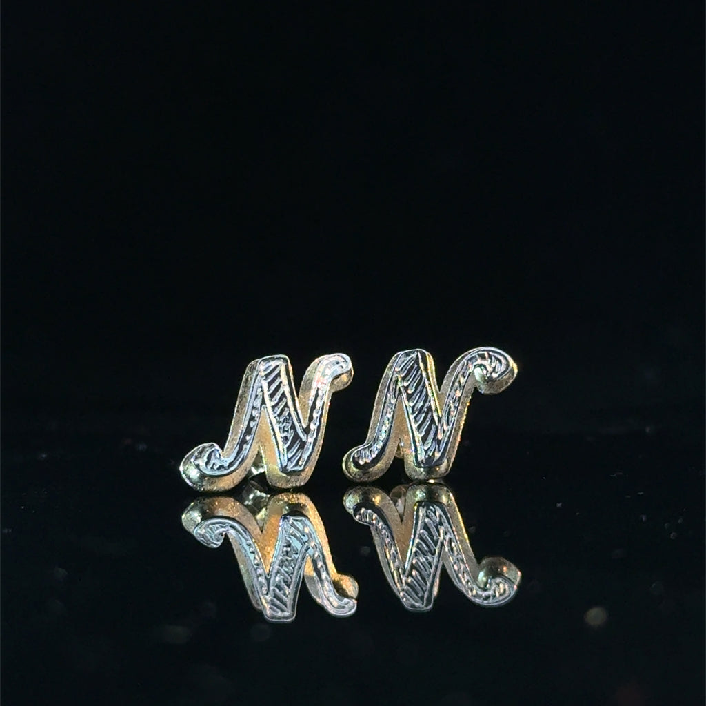 Double Initial plate earrings