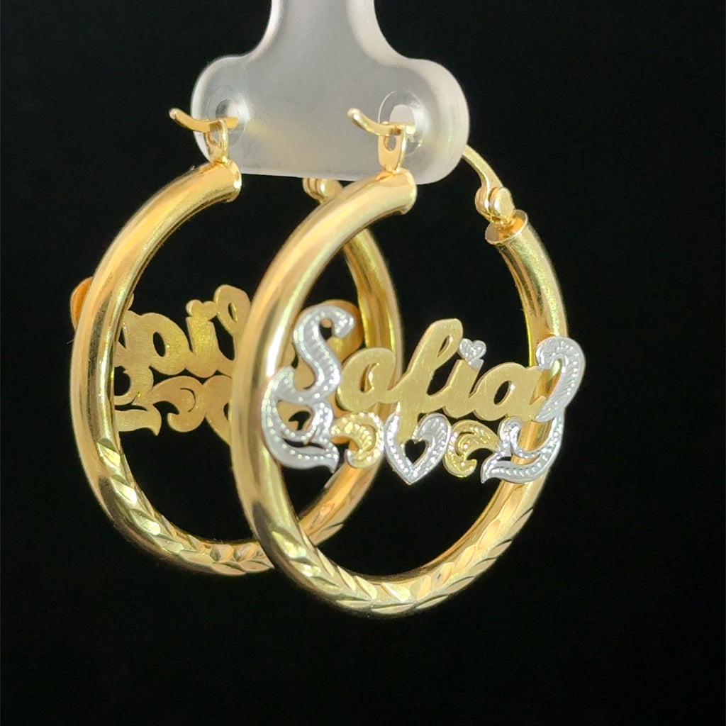 Custom 30mm Hoop Name Earrings – Personalized Nameplate Hoops | Available in Silver, 10K & 14K Gold