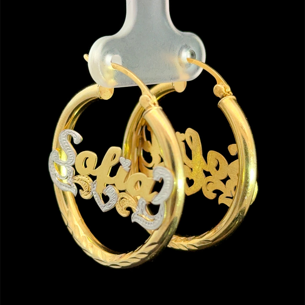 Custom 30mm Hoop Name Earrings – Personalized Nameplate Hoops | Available in Silver, 10K & 14K Gold