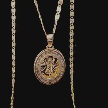 14K Baby Jesus Pendant with 10K Two-Tone Valentino Chain