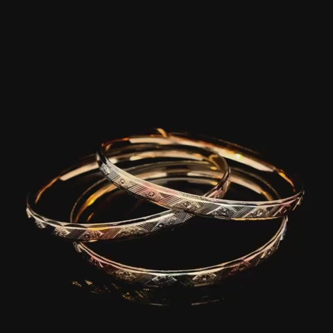 Gold Filled Bangle Set - Tri Tone