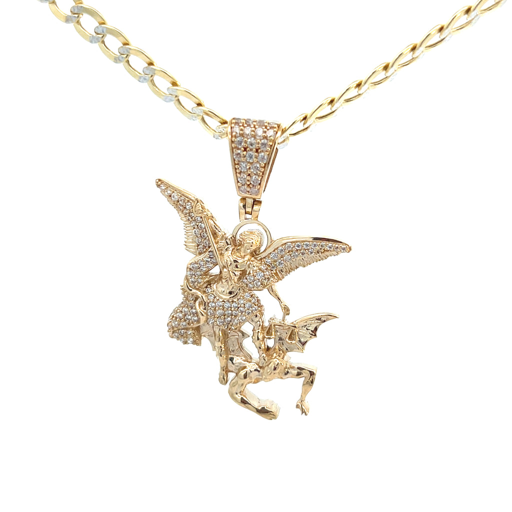 14k Gold Exquisite Gold Angel Pendant with Intricate Design