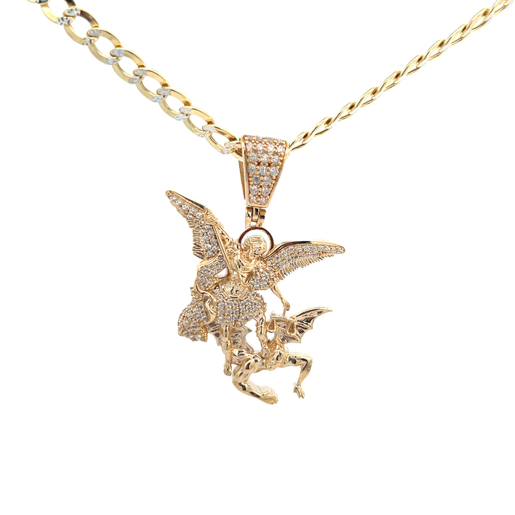 14k Gold Exquisite Gold Angel Pendant with Intricate Design