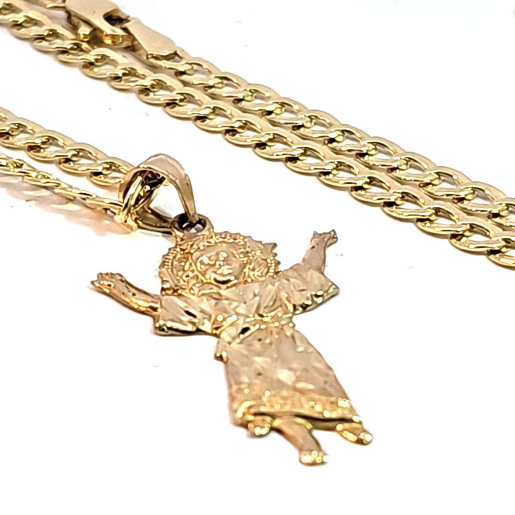 14k chain with 14k charm of angel