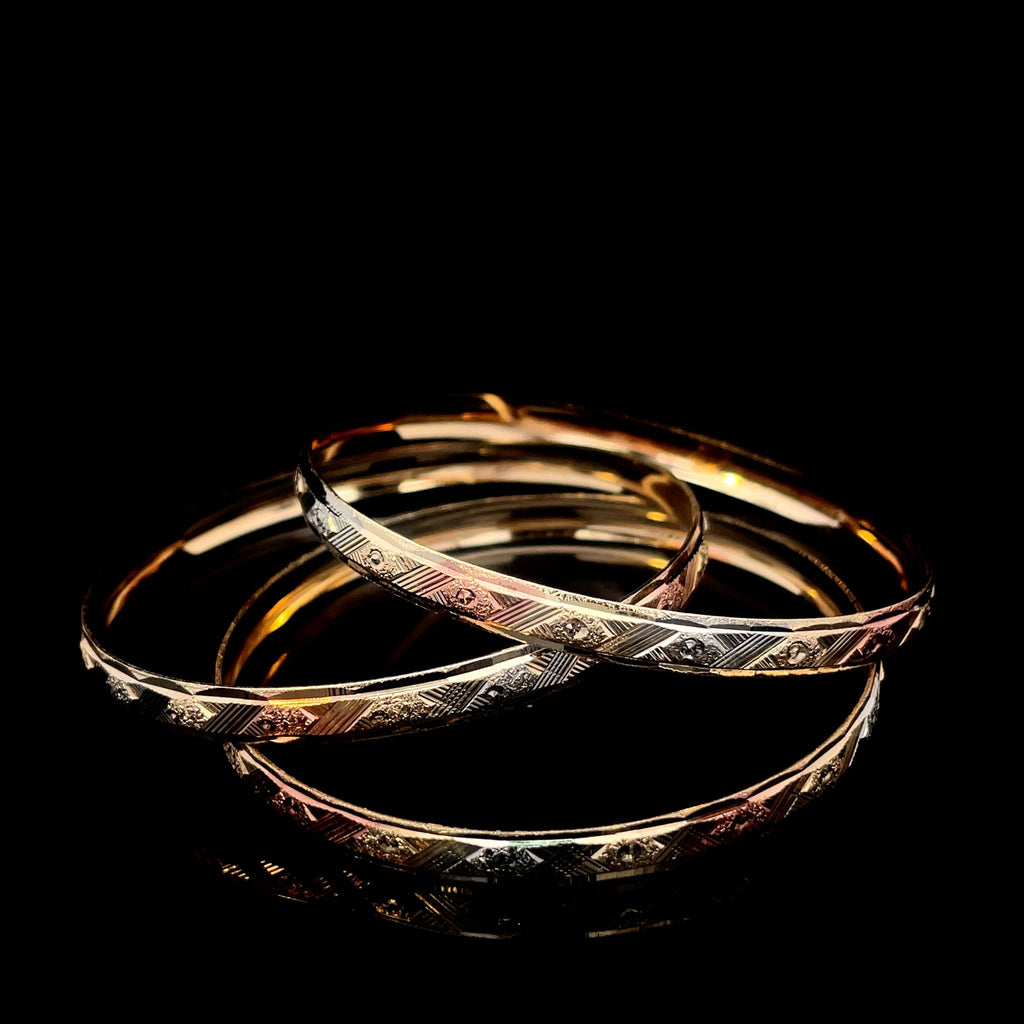 Gold Filled Bangle Set - Tri Tone