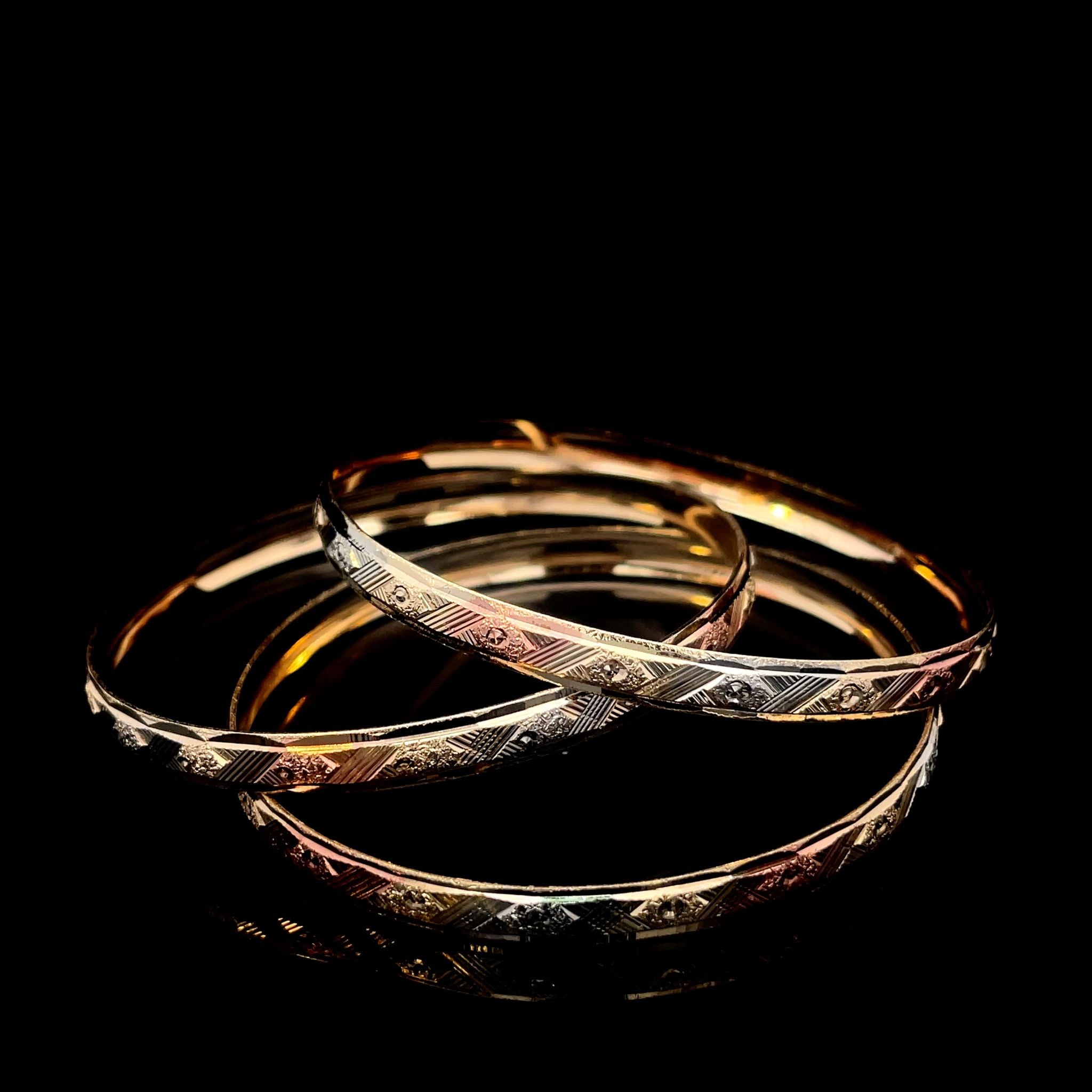 Gold Filled Bangle Set - Tri Tone