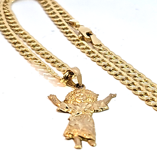 Cadena de 14k con dije de ángel de 14k