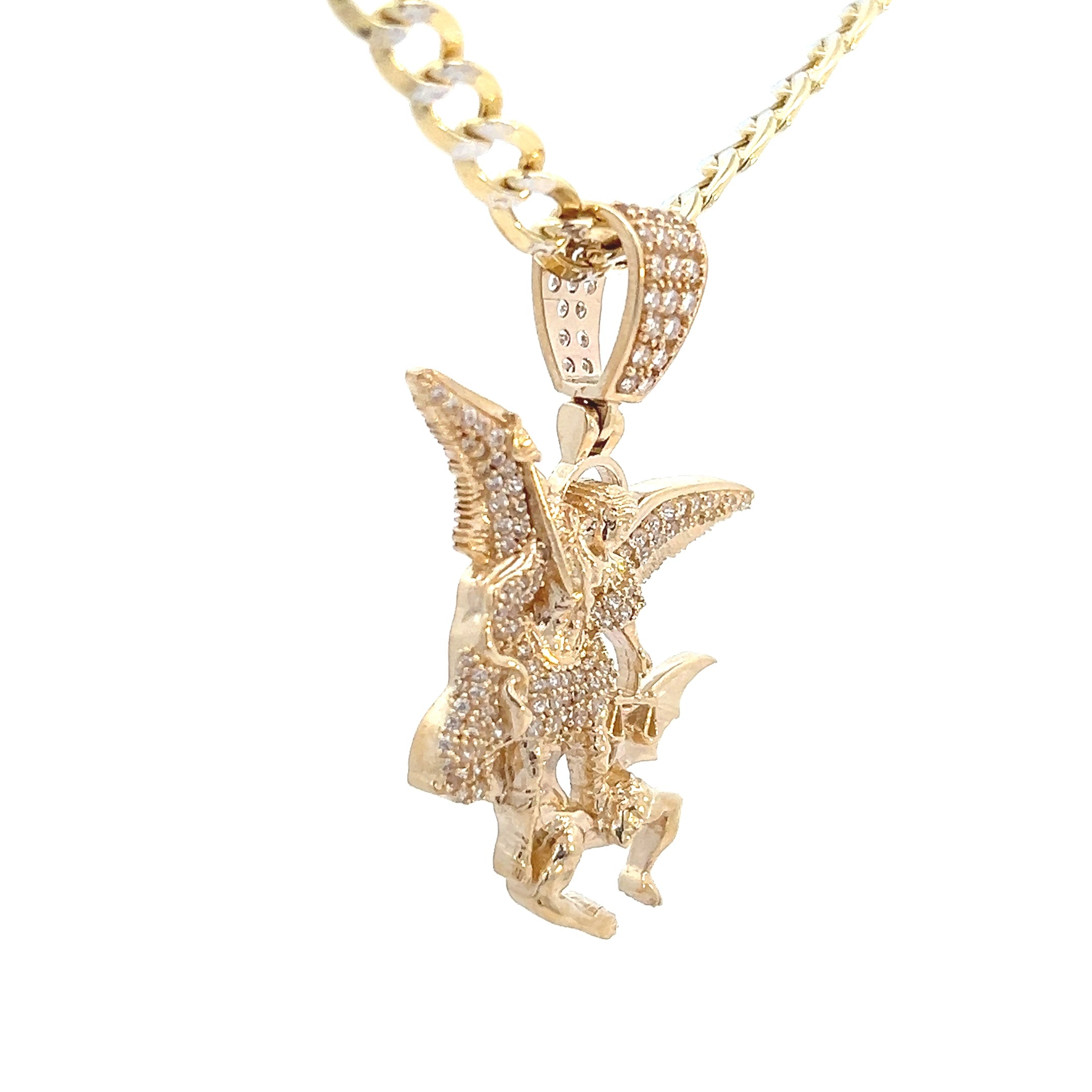 14k Gold Exquisite Gold Angel Pendant with Intricate Design