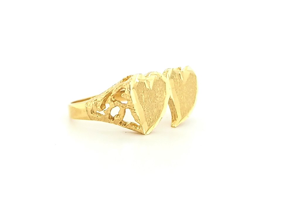 14K Double Heart Ring