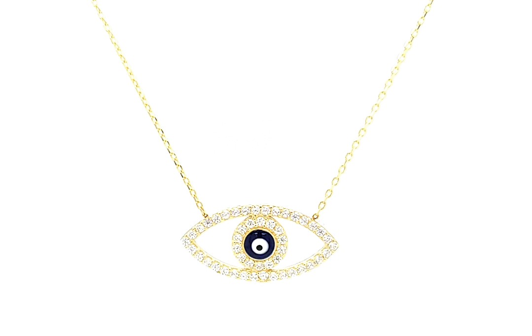 14K Necklace with Evil Eye Charm