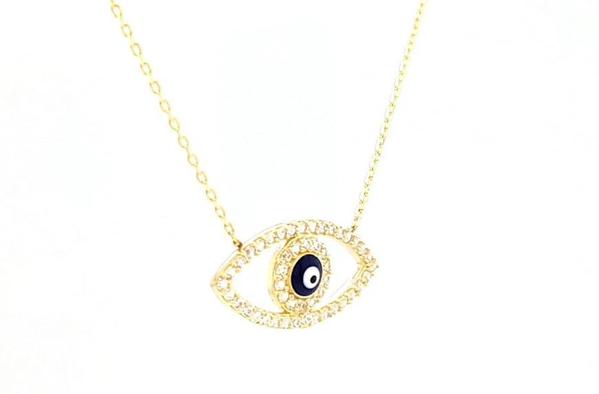 14K Necklace with Evil Eye Charm