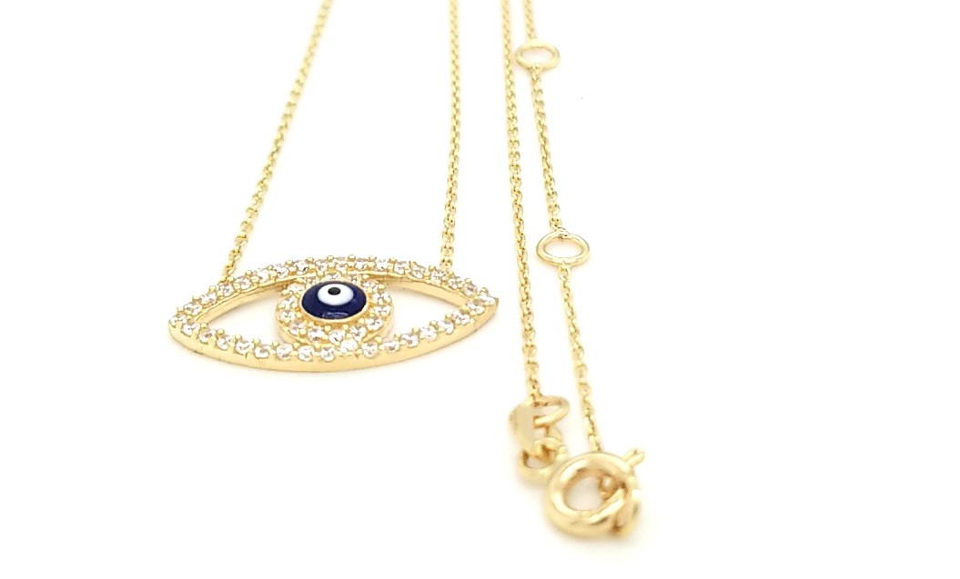 14K Necklace with Evil Eye Charm