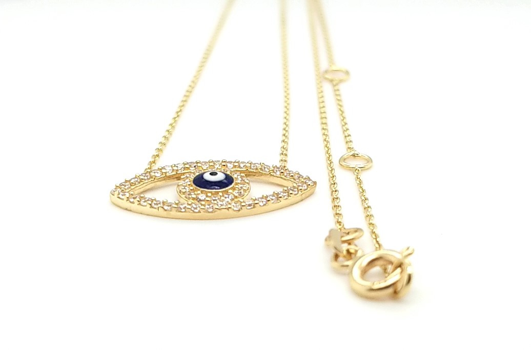 14K Necklace with Evil Eye Charm