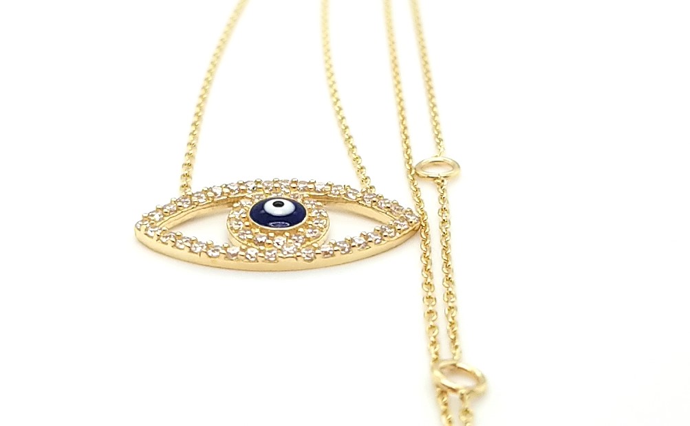 14K Necklace with Evil Eye Charm